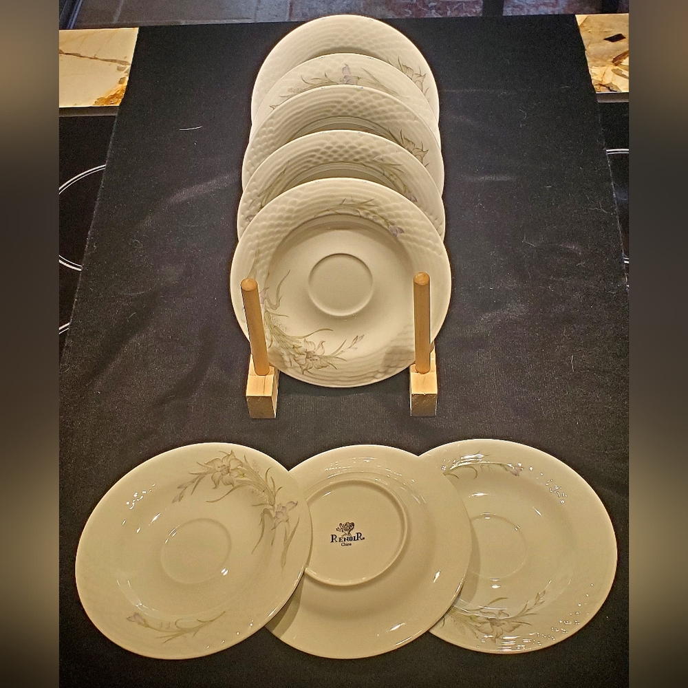 8 Renoir 'Daffodil' Vintage China Saucers - No Center Flowers